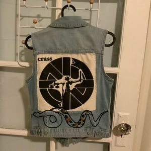 Crass denim punk battle vest